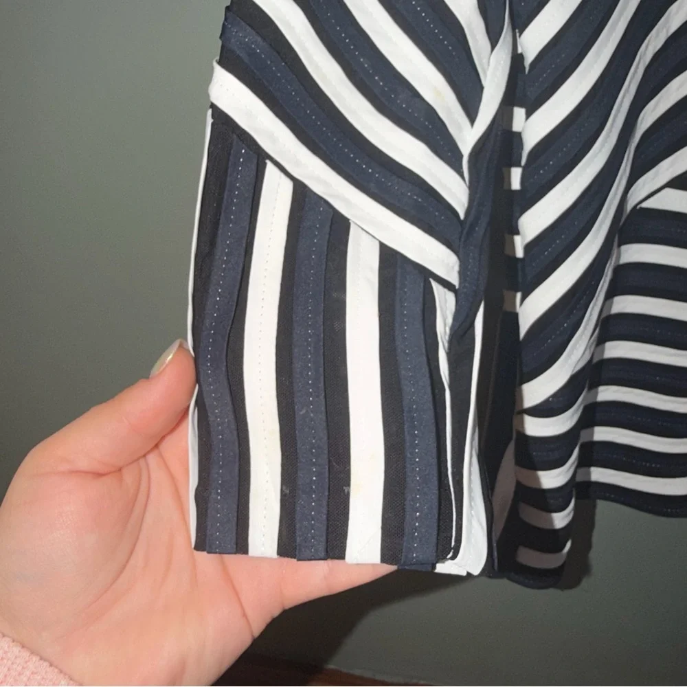 Chico’s Travelers Dottie Striped Mesh Zip Front Jacket 00 XS
